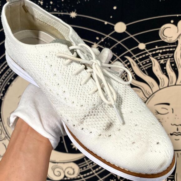 Cole Haan ØriginalGrand W11514 Oxford Dress Shoes Men\'s 10 White Fabric Wingtip